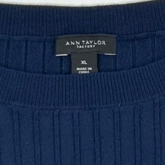 Ann Taylor Factory Rib Knit Crew Neck Sweater - Dark Blue - Picture 3 of 8
